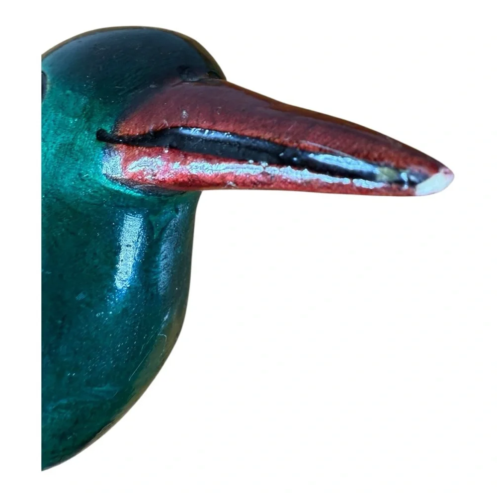 Handcrafted Green‎ and Red Bird Figurine
